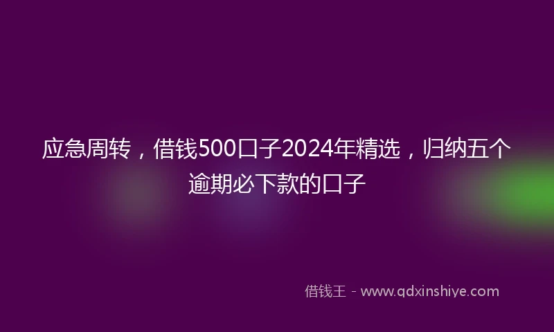 应急周转，借钱500口子2024年精选，归纳五个逾期必下款的口子