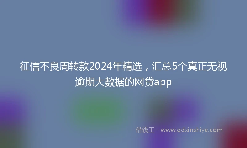 征信不良周转款2024年精选，汇总5个真正无视逾期大数据的网贷app