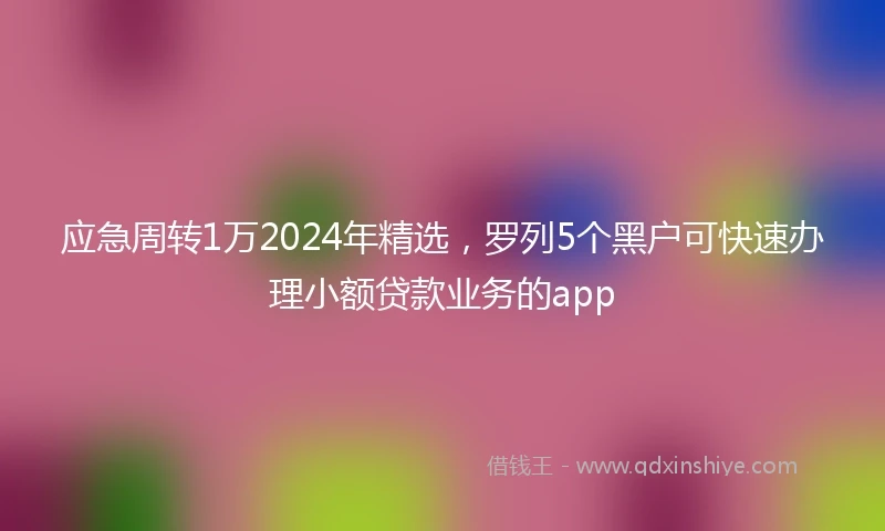 应急周转1万2024年精选，罗列5个黑户可快速办理小额贷款业务的app