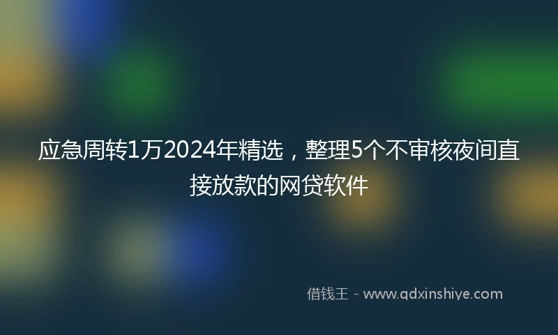 应急周转1万2024年精选，整理5个不审核夜间直接放款的网贷软件