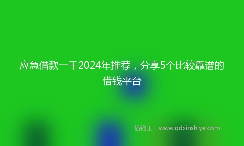 应急借款一千2024年推荐，分享5个比较靠谱的借钱平台