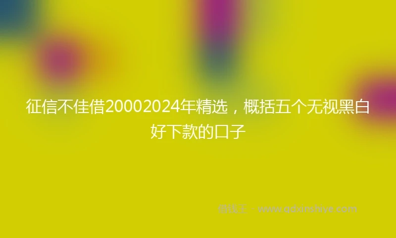 征信不佳借20002024年精选，概括五个无视黑白好下款的口子