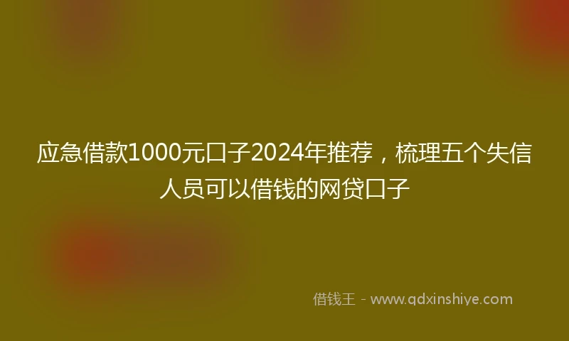 应急借款1000元口子2024年推荐，梳理五个失信人员可以借钱的网贷口子