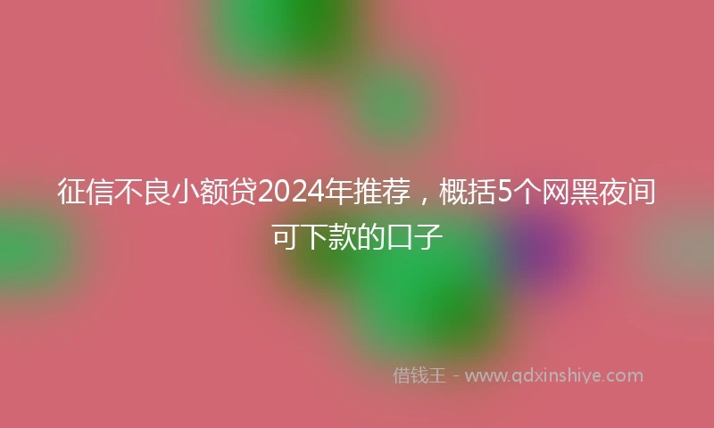 征信不良小额贷2024年推荐，概括5个网黑夜间可下款的口子