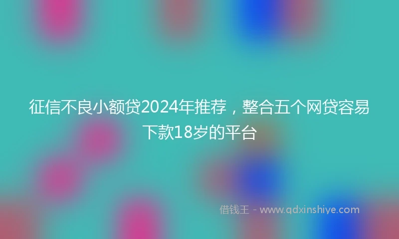征信不良小额贷2024年推荐，整合五个网贷容易下款18岁的平台