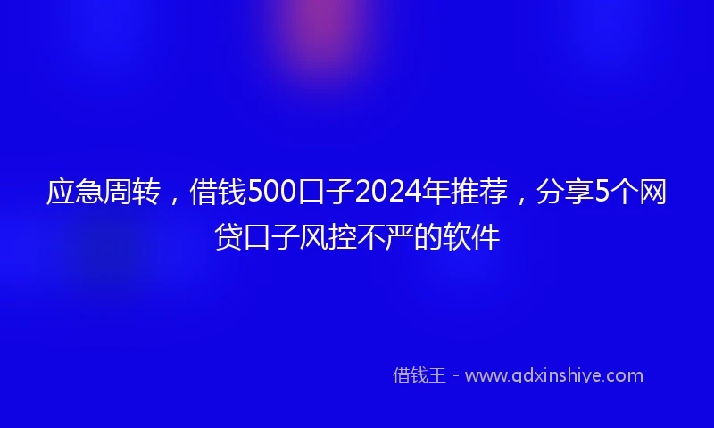 应急周转，借钱500口子2024年推荐，分享5个网贷口子风控不严的软件