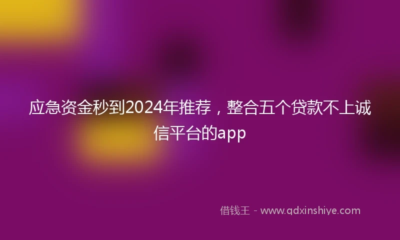 应急资金秒到2024年推荐，整合五个贷款不上诚信平台的app