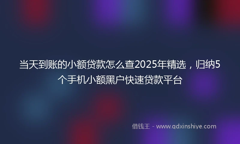 当天到账的小额贷款怎么查2025年精选，归纳5个手机小额黑户快速贷款平台