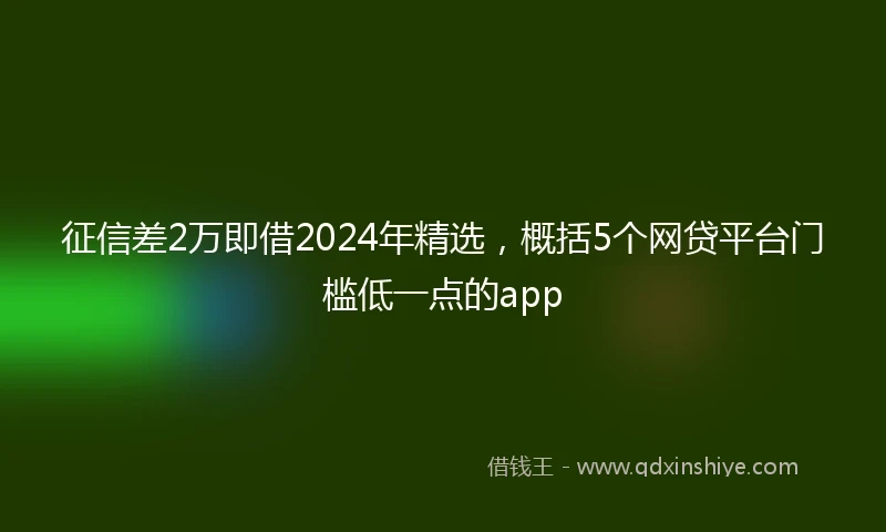 征信差2万即借2024年精选，概括5个网贷平台门槛低一点的app