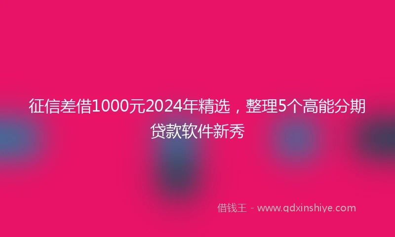 征信差借1000元2024年精选，整理5个高能分期贷款软件新秀