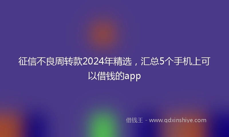 征信不良周转款2024年精选，汇总5个手机上可以借钱的app
