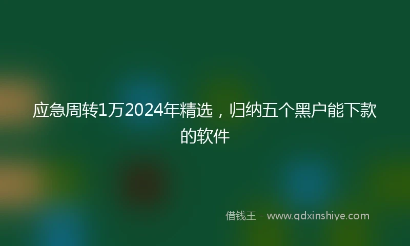 应急周转1万2024年精选，归纳五个黑户能下款的软件