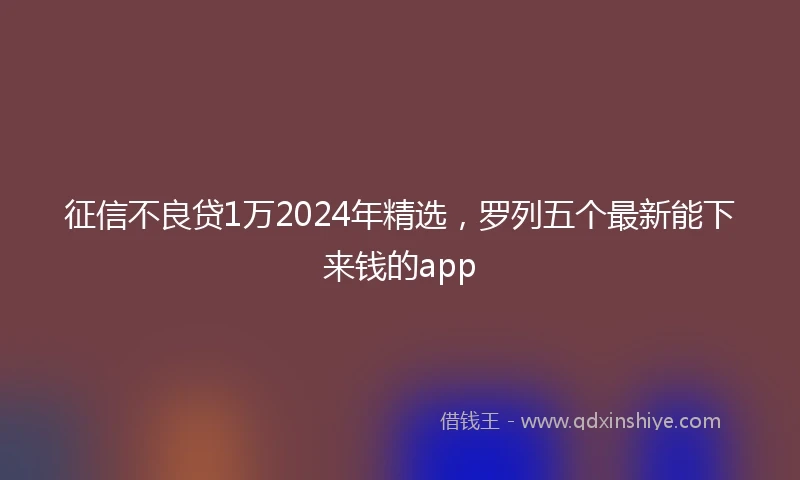 征信不良贷1万2024年精选，罗列五个最新能下来钱的app