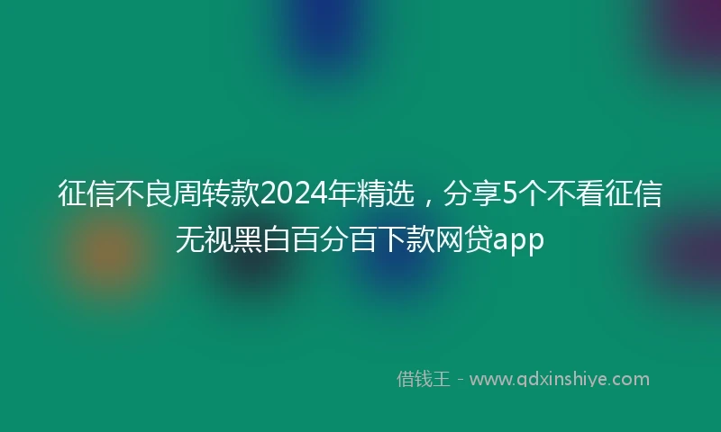 征信不良周转款2024年精选，分享5个不看征信无视黑白百分百下款网贷app