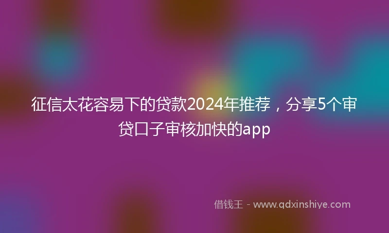 征信太花容易下的贷款2024年推荐，分享5个审贷口子审核加快的app