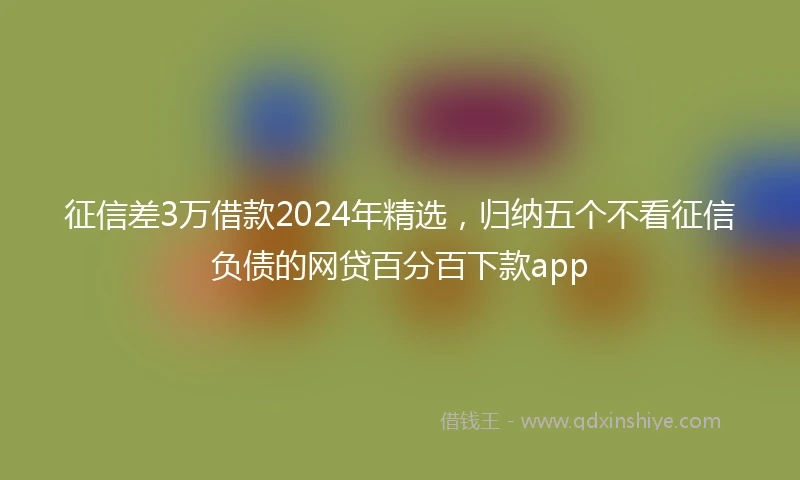 征信差3万借款2024年精选，归纳五个不看征信负债的网贷百分百下款app