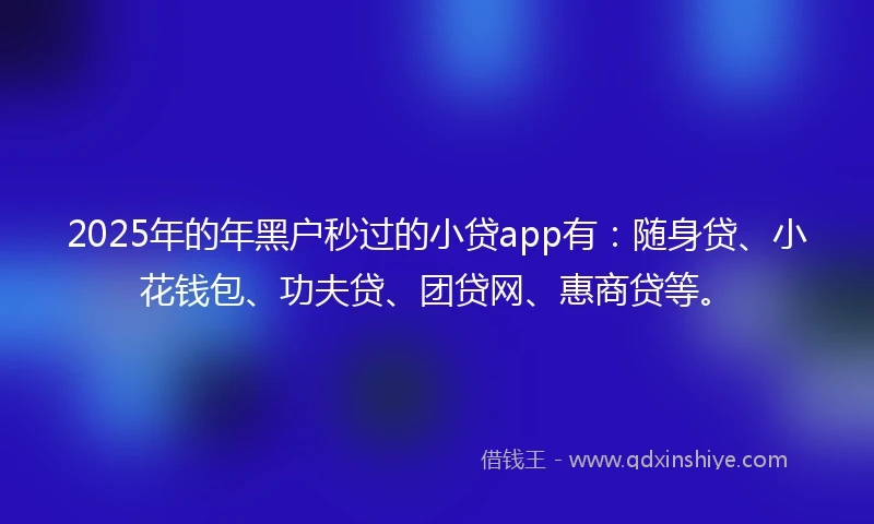2025年的年黑户秒过的小贷app有：随身贷、小花钱包、功夫贷、团贷网、惠商贷等。