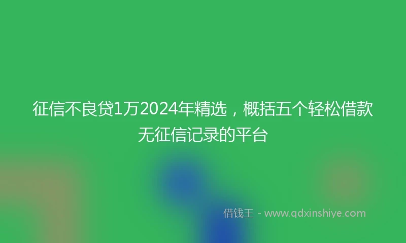 征信不良贷1万2024年精选，概括五个轻松借款无征信记录的平台