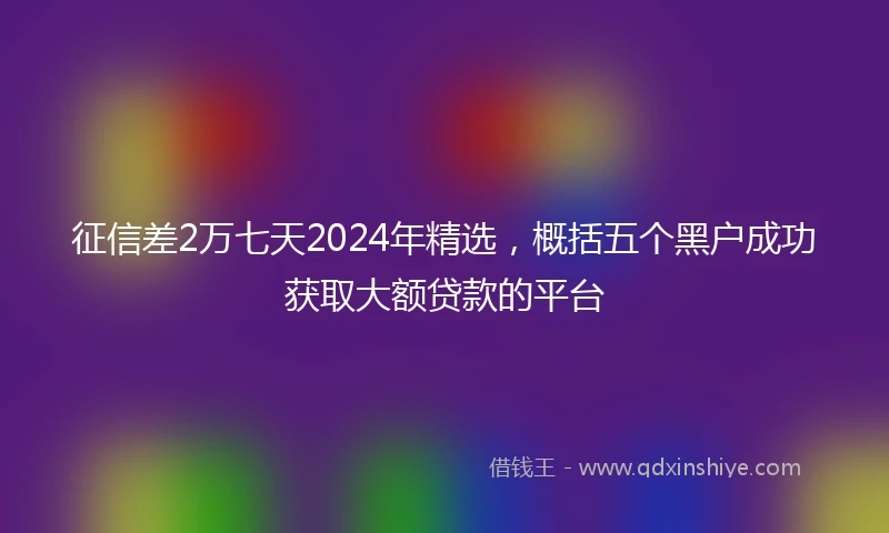 征信差2万七天2024年精选，概括五个黑户成功获取大额贷款的平台
