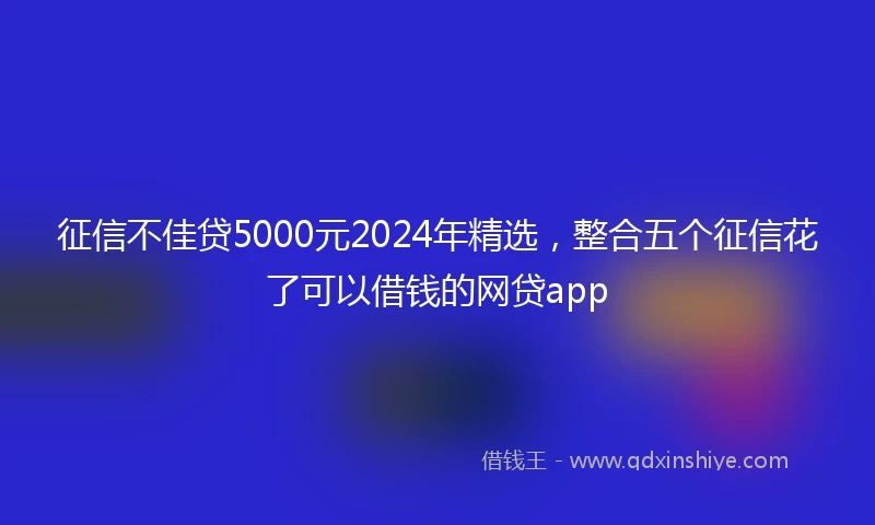 征信不佳贷5000元2024年精选，整合五个征信花了可以借钱的网贷app