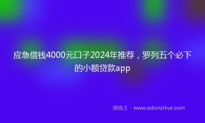 应急借钱4000元口子2024年推荐，罗列五个必下的小额贷款app