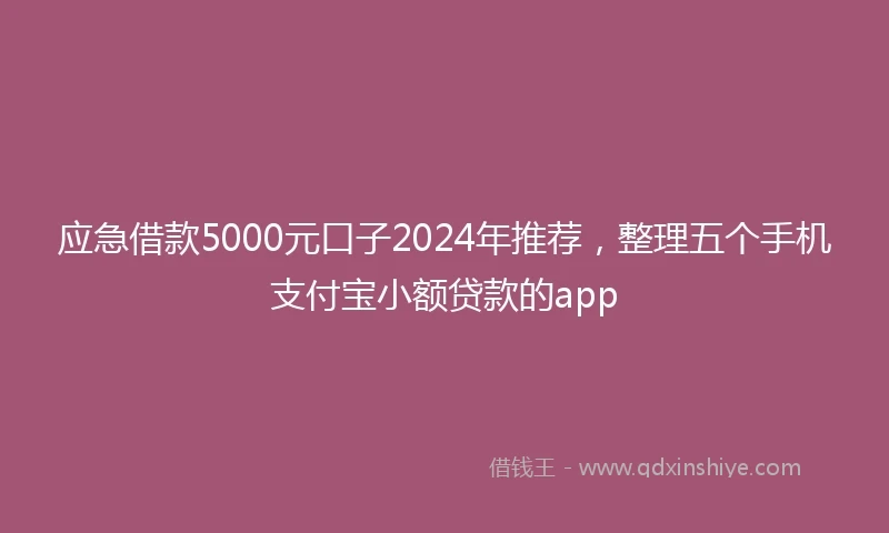 应急借款5000元口子2024年推荐，整理五个手机支付宝小额贷款的app