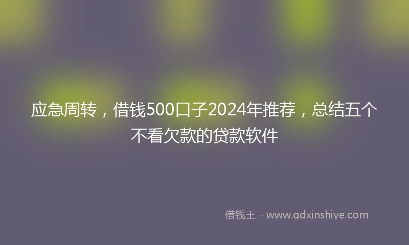 应急周转，借钱500口子2024年推荐，总结五个不看欠款的贷款软件