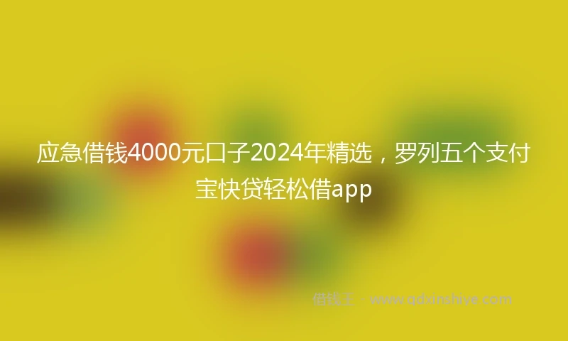 应急借钱4000元口子2024年精选，罗列五个支付宝快贷轻松借app
