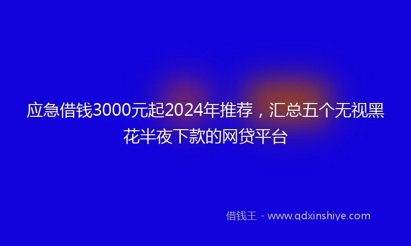 应急借钱3000元起2024年推荐，汇总五个无视黑花半夜下款的网贷平台