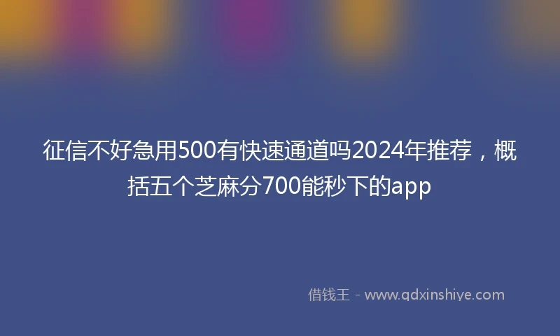 征信不好急用500有快速通道吗2024年推荐，概括五个芝麻分700能秒下的app
