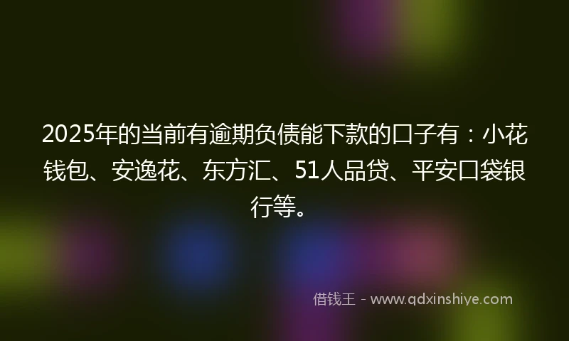 2025年的当前有逾期负债能下款的口子有：小花钱包、安逸花、东方汇、51人品贷、平安口袋银行等。