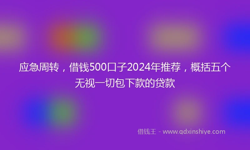 应急周转，借钱500口子2024年推荐，概括五个无视一切包下款的贷款