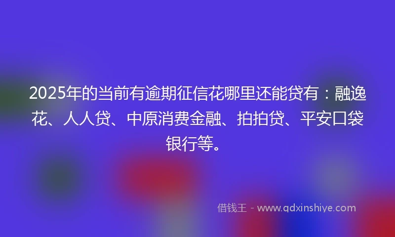 2025年的当前有逾期征信花哪里还能贷有：融逸花、人人贷、中原消费金融、拍拍贷、平安口袋银行等。