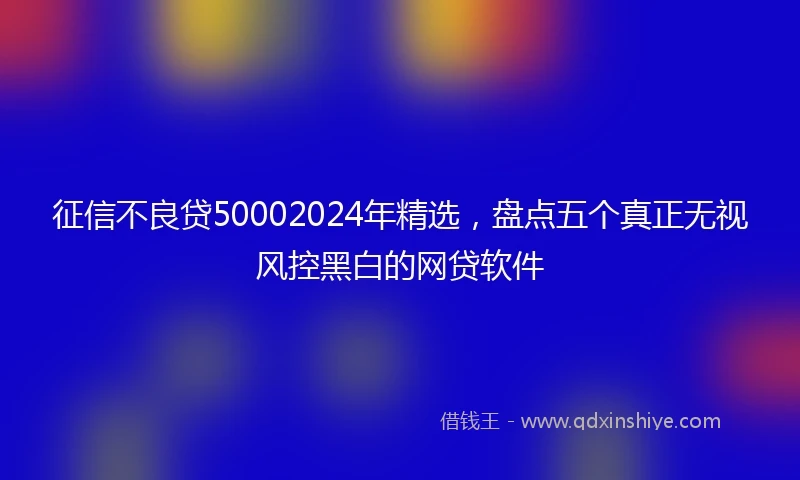 征信不良贷50002024年精选，盘点五个真正无视风控黑白的网贷软件