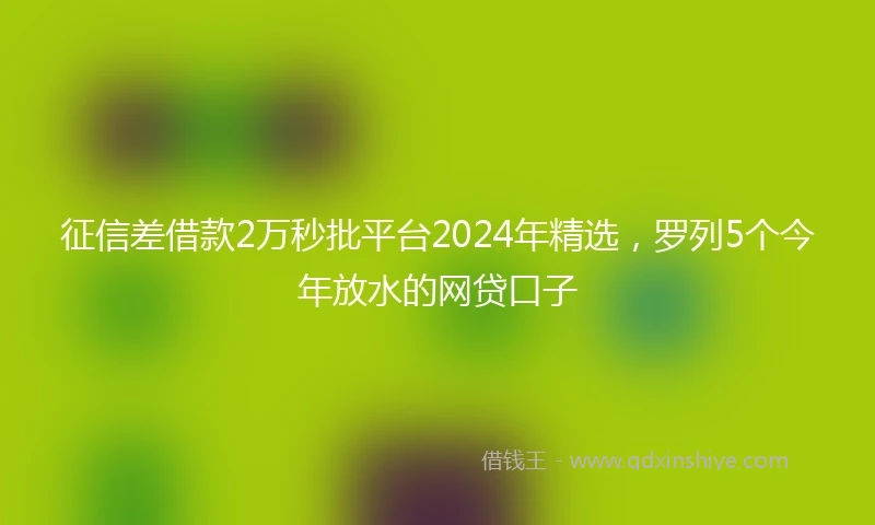 征信差借款2万秒批平台2024年精选，罗列5个今年放水的网贷口子