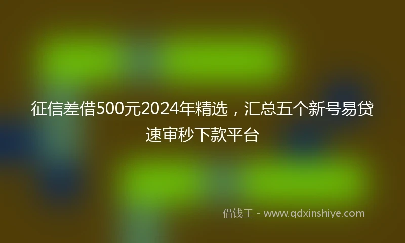 征信差借500元2024年精选，汇总五个新号易贷速审秒下款平台
