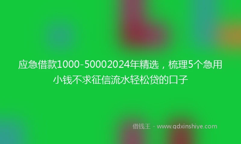 应急借款1000-50002024年精选，梳理5个急用小钱不求征信流水轻松贷的口子