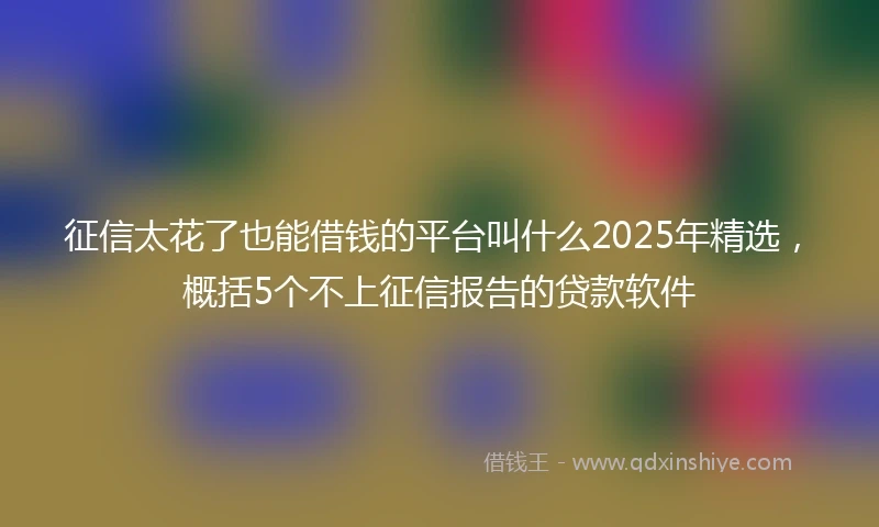 征信太花了也能借钱的平台叫什么2025年精选，概括5个不上征信报告的贷款软件