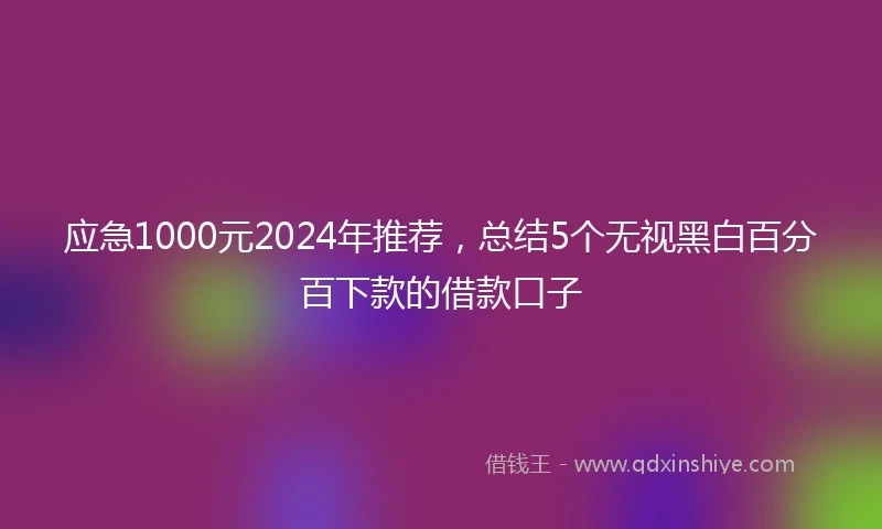 应急1000元2024年推荐，总结5个无视黑白百分百下款的借款口子