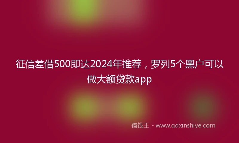 征信差借500即达2024年推荐，罗列5个黑户可以做大额贷款app