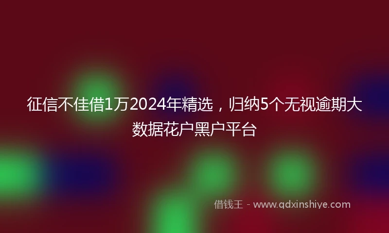 征信不佳借1万2024年精选，归纳5个无视逾期大数据花户黑户平台