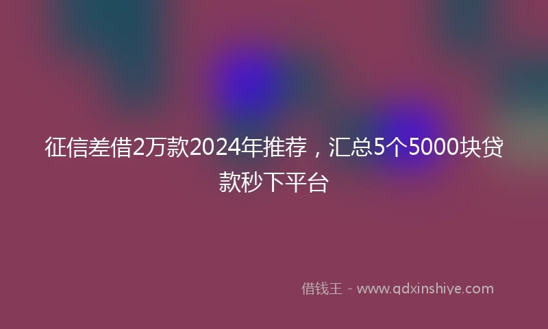 征信差借2万款2024年推荐，汇总5个5000块贷款秒下平台