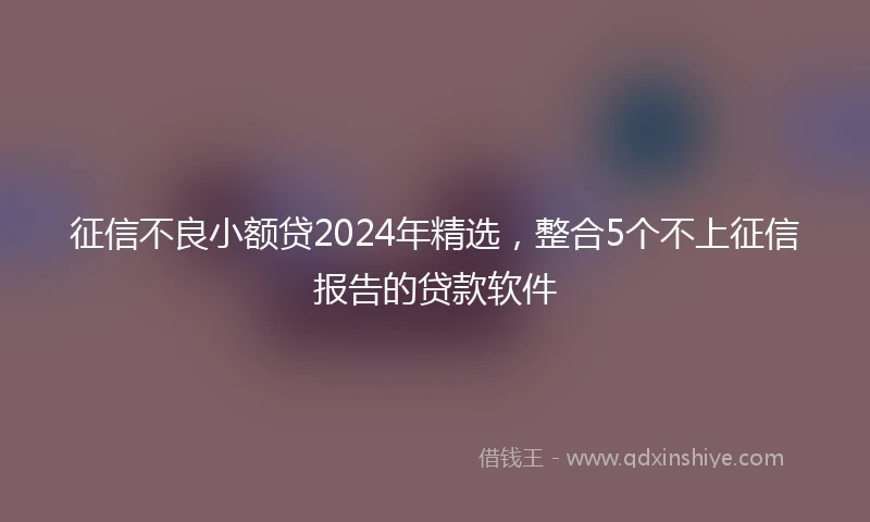 征信不良小额贷2024年精选，整合5个不上征信报告的贷款软件