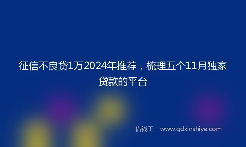 征信不良贷1万2024年推荐，梳理五个11月独家贷款的平台