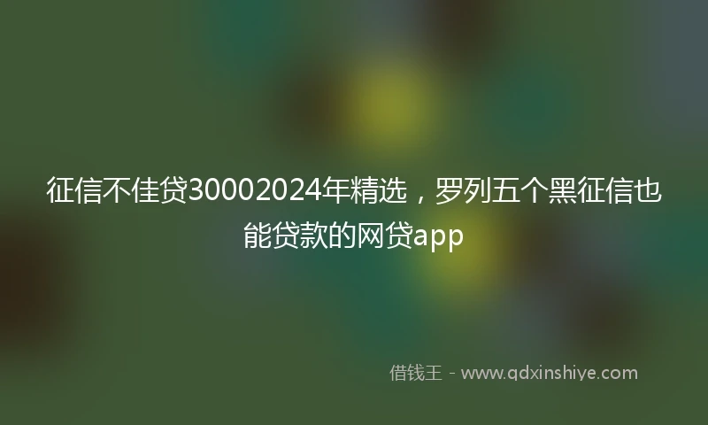 征信不佳贷30002024年精选，罗列五个黑征信也能贷款的网贷app