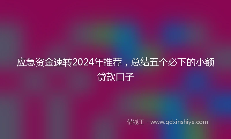 应急资金速转2024年推荐，总结五个必下的小额贷款口子