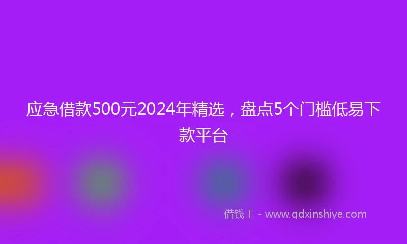 应急借款500元2024年精选，盘点5个门槛低易下款平台