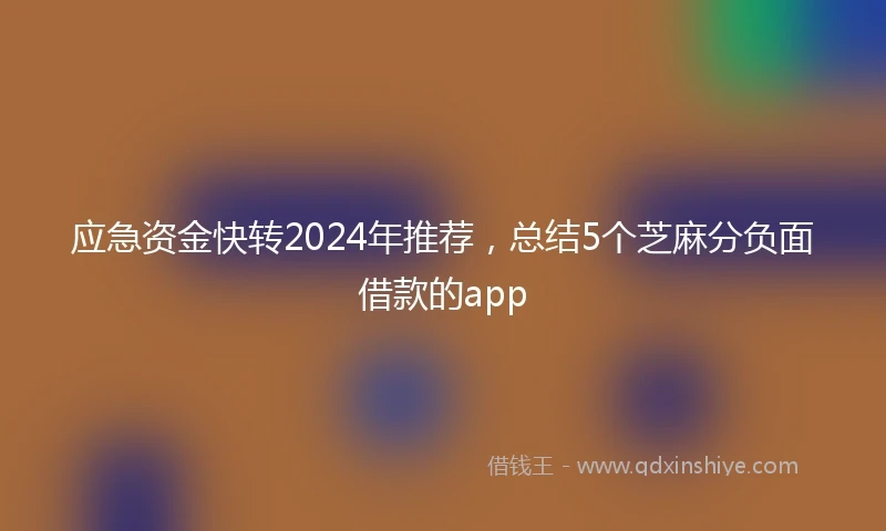应急资金快转2024年推荐，总结5个芝麻分负面借款的app