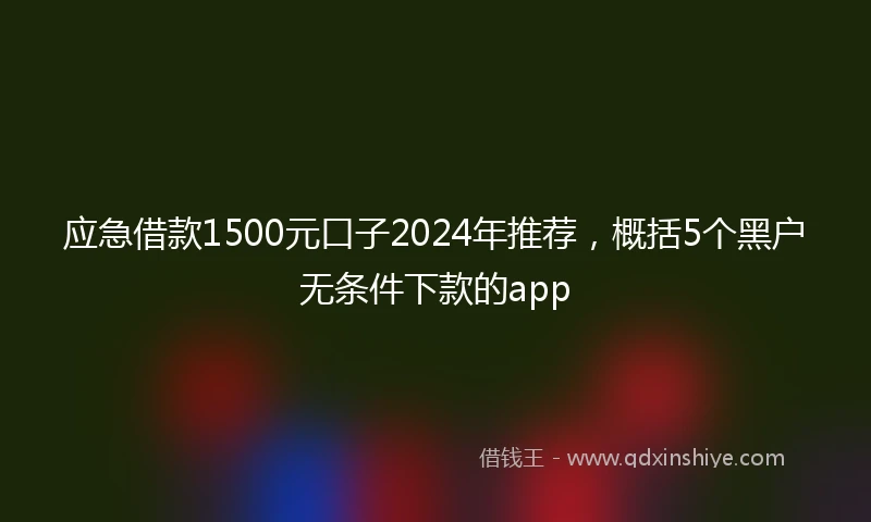 应急借款1500元口子2024年推荐，概括5个黑户无条件下款的app