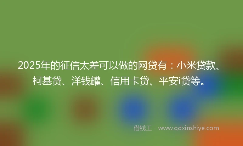 2025年的征信太差可以做的网贷有：小米贷款、柯基贷、洋钱罐、信用卡贷、平安i贷等。